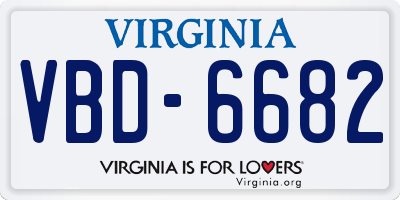 VA license plate VBD6682