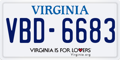 VA license plate VBD6683