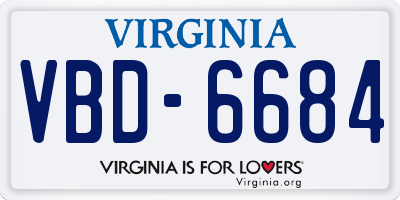 VA license plate VBD6684