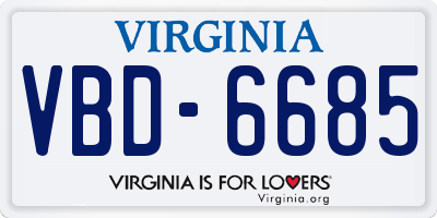 VA license plate VBD6685