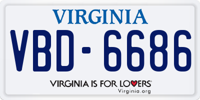VA license plate VBD6686