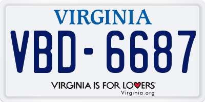 VA license plate VBD6687