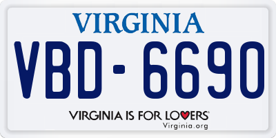 VA license plate VBD6690