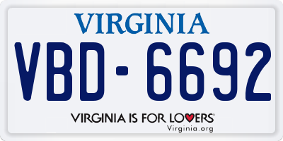 VA license plate VBD6692