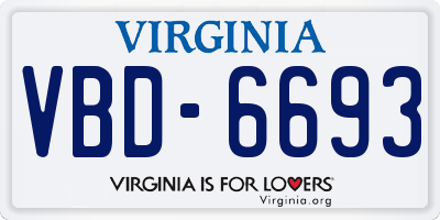 VA license plate VBD6693