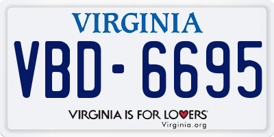 VA license plate VBD6695
