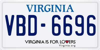 VA license plate VBD6696