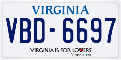 VA license plate VBD6697