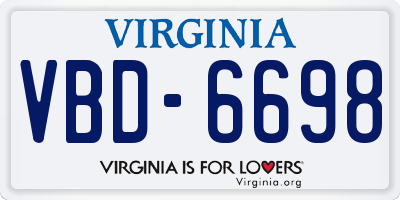 VA license plate VBD6698