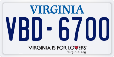 VA license plate VBD6700