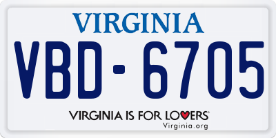 VA license plate VBD6705