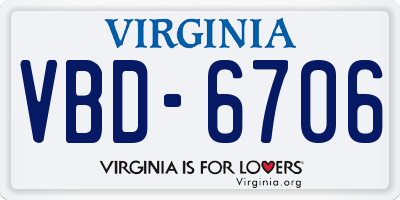 VA license plate VBD6706