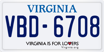 VA license plate VBD6708