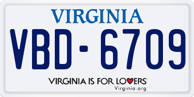 VA license plate VBD6709