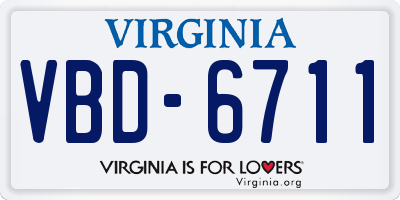 VA license plate VBD6711