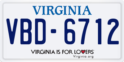 VA license plate VBD6712