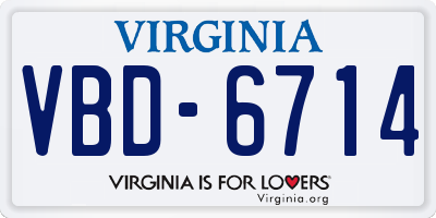 VA license plate VBD6714