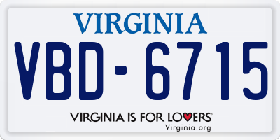 VA license plate VBD6715