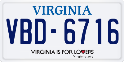 VA license plate VBD6716