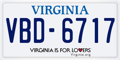 VA license plate VBD6717