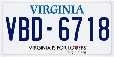 VA license plate VBD6718