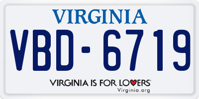 VA license plate VBD6719
