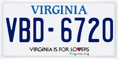 VA license plate VBD6720
