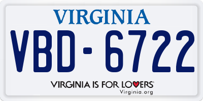 VA license plate VBD6722