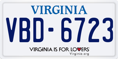 VA license plate VBD6723