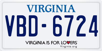 VA license plate VBD6724