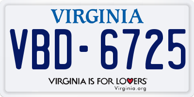 VA license plate VBD6725
