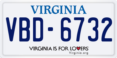 VA license plate VBD6732
