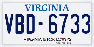 VA license plate VBD6733