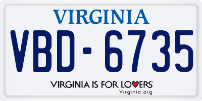 VA license plate VBD6735