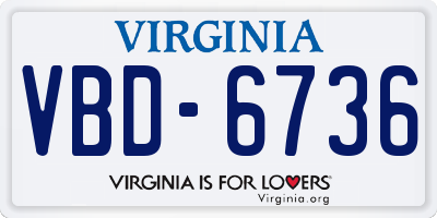 VA license plate VBD6736