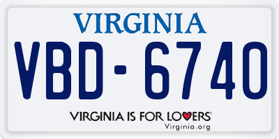 VA license plate VBD6740