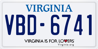 VA license plate VBD6741