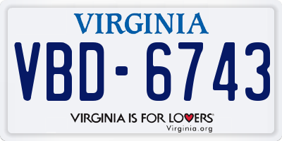 VA license plate VBD6743