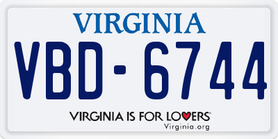 VA license plate VBD6744