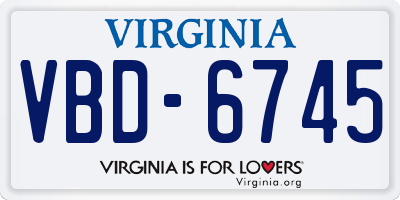 VA license plate VBD6745