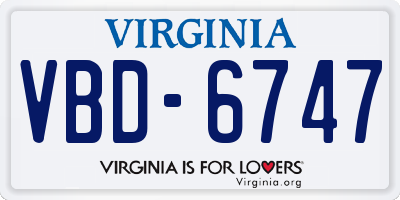 VA license plate VBD6747