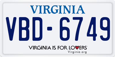 VA license plate VBD6749