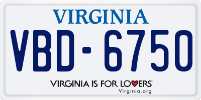 VA license plate VBD6750