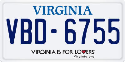 VA license plate VBD6755