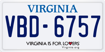 VA license plate VBD6757