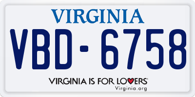 VA license plate VBD6758