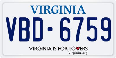 VA license plate VBD6759
