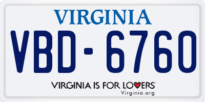 VA license plate VBD6760
