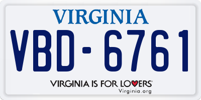 VA license plate VBD6761