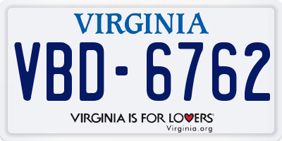 VA license plate VBD6762